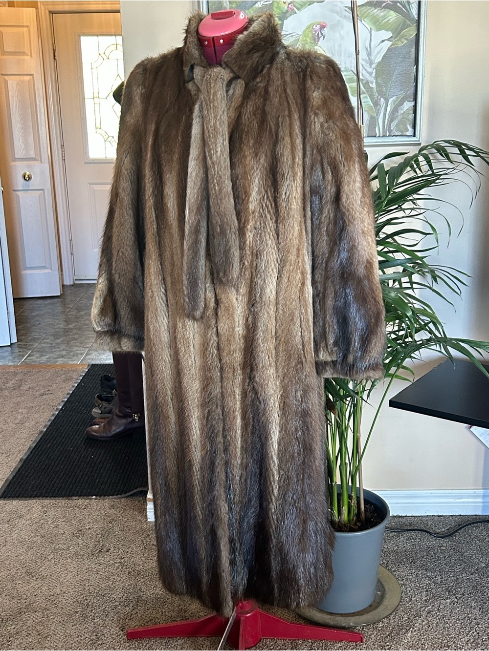Luxury Brown Full-Length Mink Coat - Women's